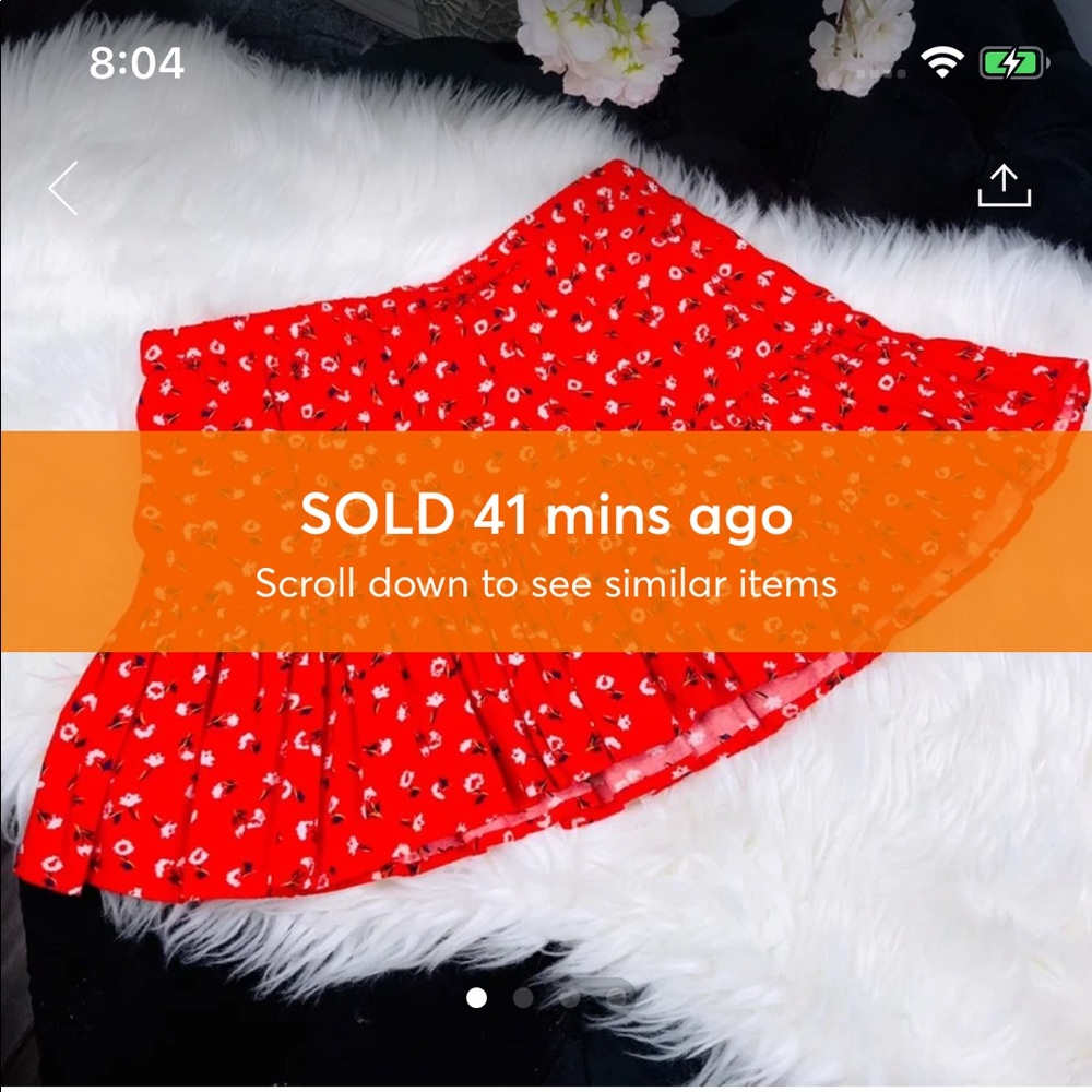 ❤️ SOLD ❤️ School Girl Red Floral High Rise Skirt